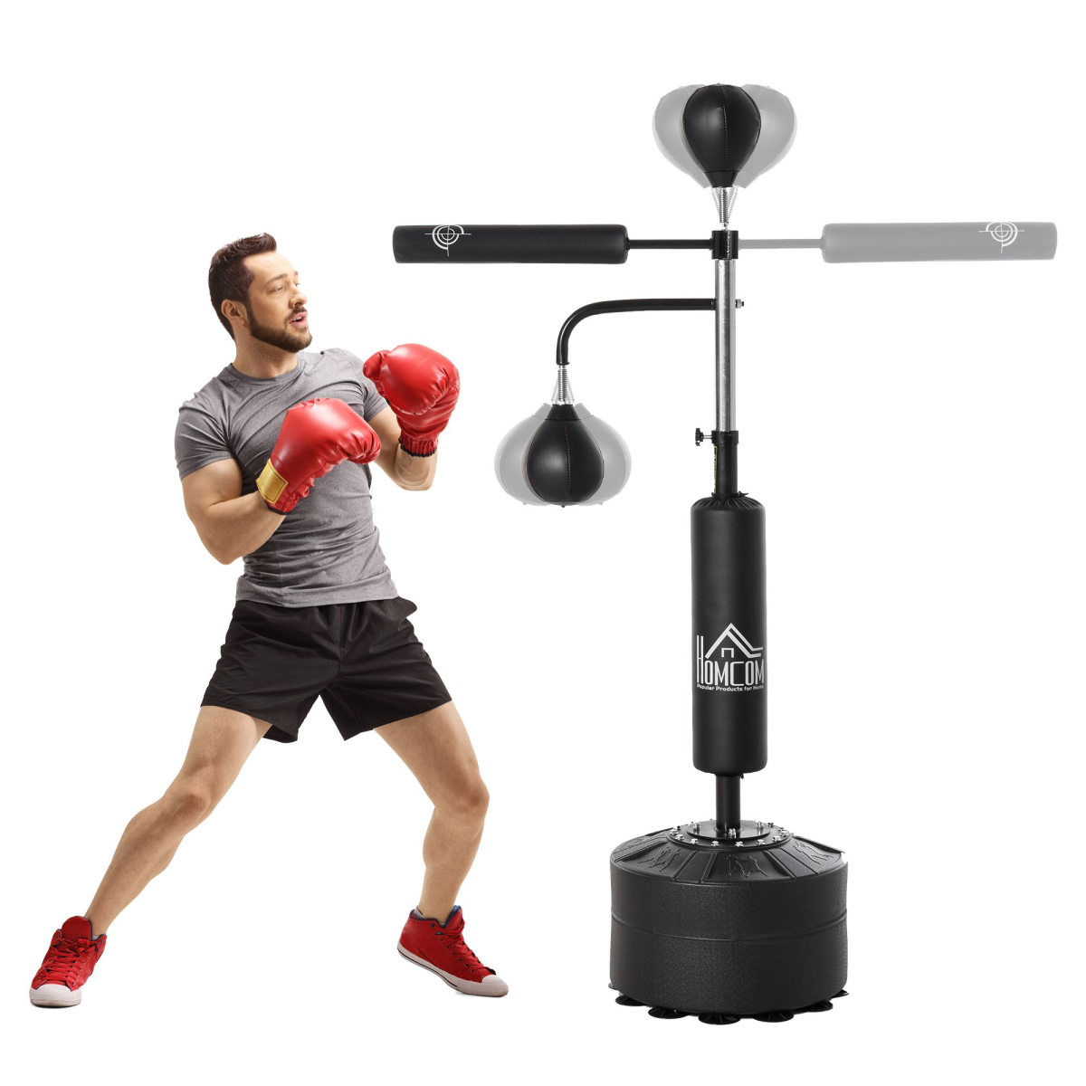3-in-1 Punching Bag with Stand, 2 Speedballs, 360 Reflex Bar