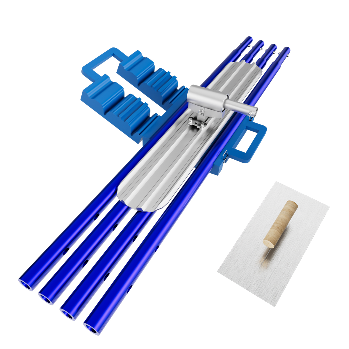 Bull Float Concrete Tools, 48'' × 8'' Magnesium Aluminum Alloy Concrete Float Kit with 4 Combinable Handles, Carrying Toolbox and Trowel