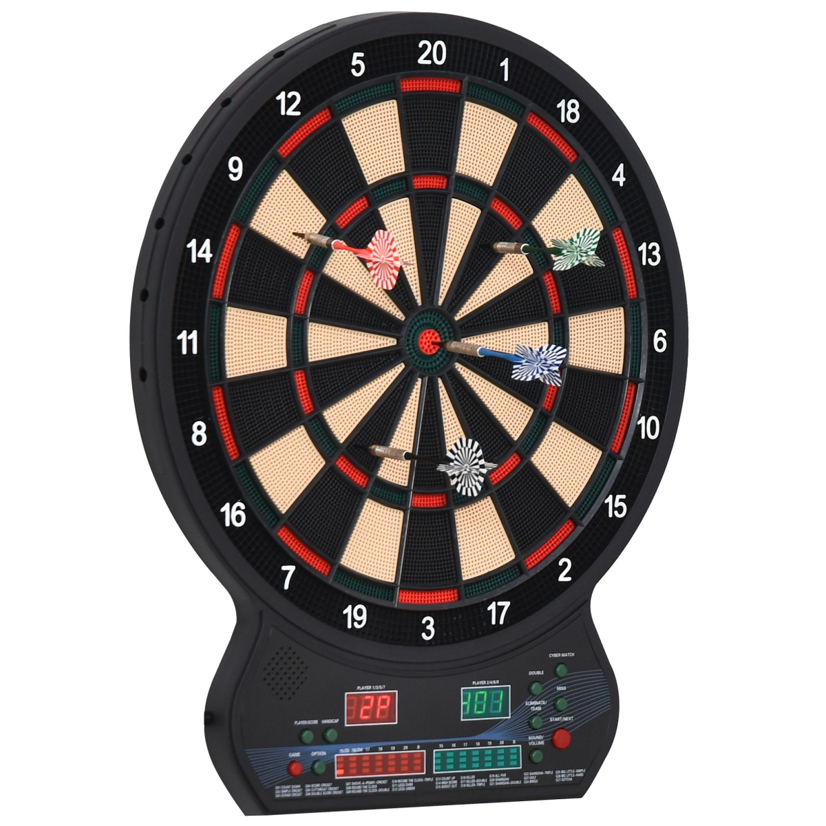 Electronic Dartboard LED Digital Scoreboard with 27 Games and 12 Soft Darts