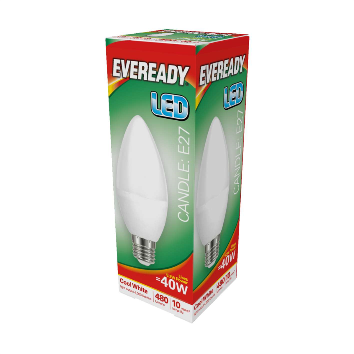 Eveready S14324 LED Candle Bulb E27 (ES) 470lm 4.9W Cool White (Pack of 5)