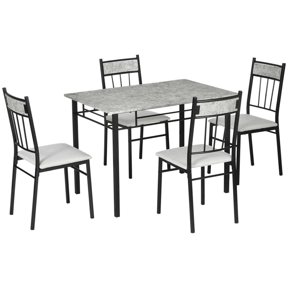 HOMCOM 5 Piece Dining Room Set with Marble Top