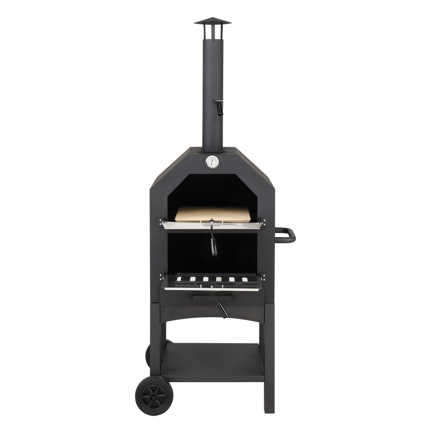 Outdoor Wood Fired Pizza Oven with Pizza Stone, Pizza Peel, and Grill Rack
