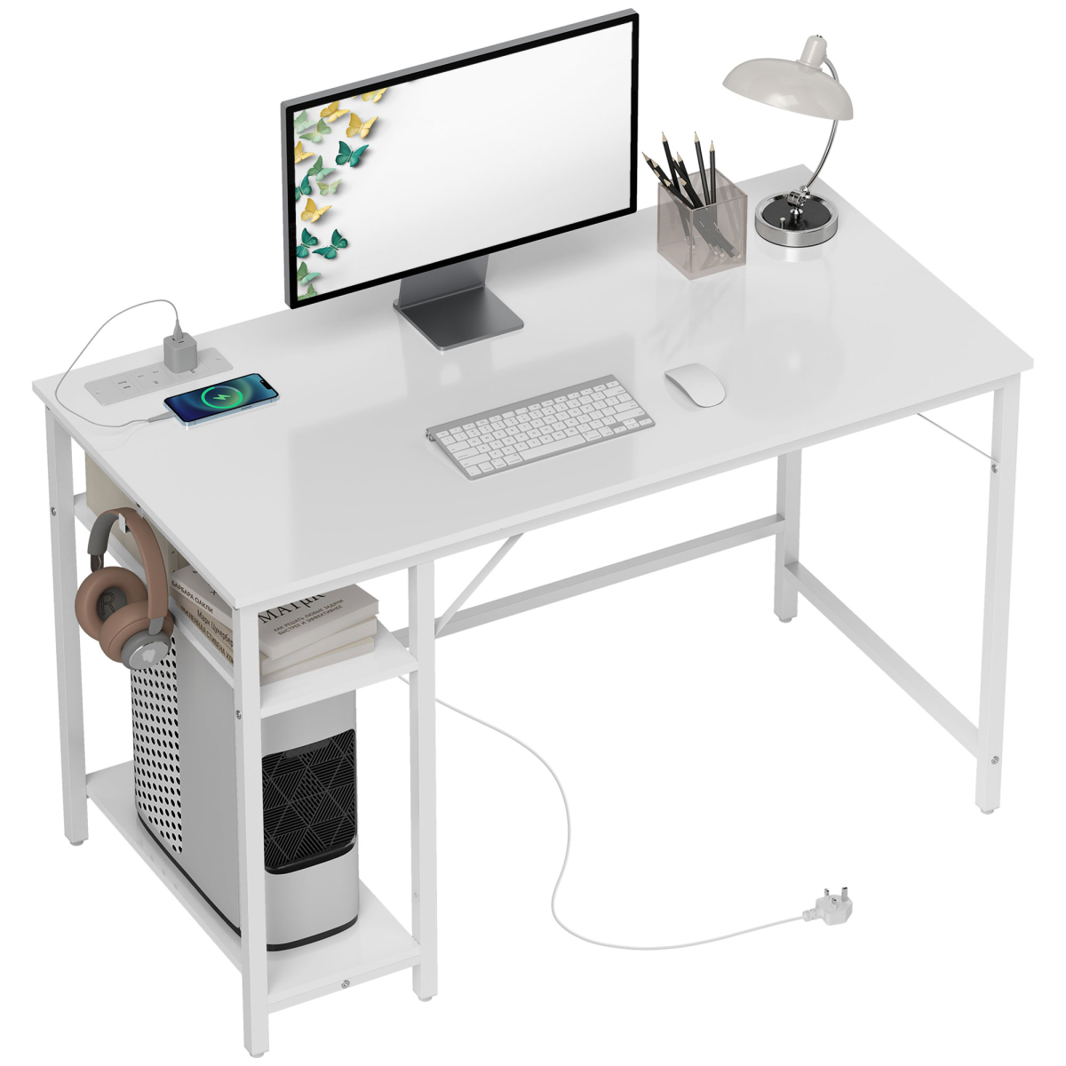 HOMCOM 120 x 60 cm Home Office Desk Reversible Study Table White