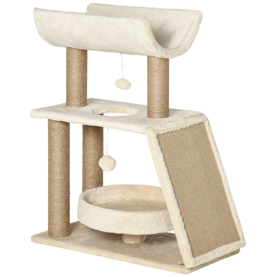 Cat Tree Kitten Tower with Scratching Post, Pad, Bed, Perch, Toy Ball