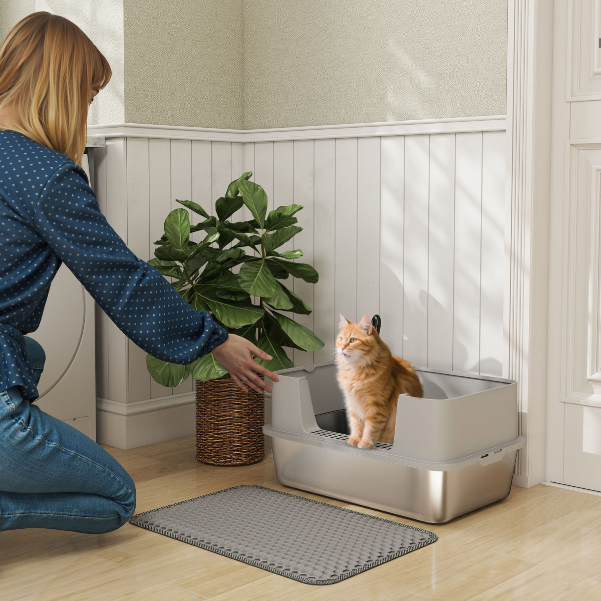 Cat Litter Box Stainless Steel