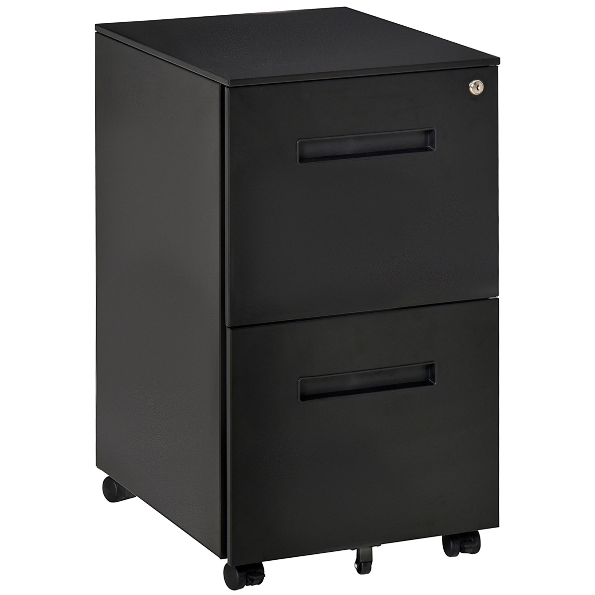 Mobile Lockable File Cabinet with Adjustable Hanging File Folder, Black