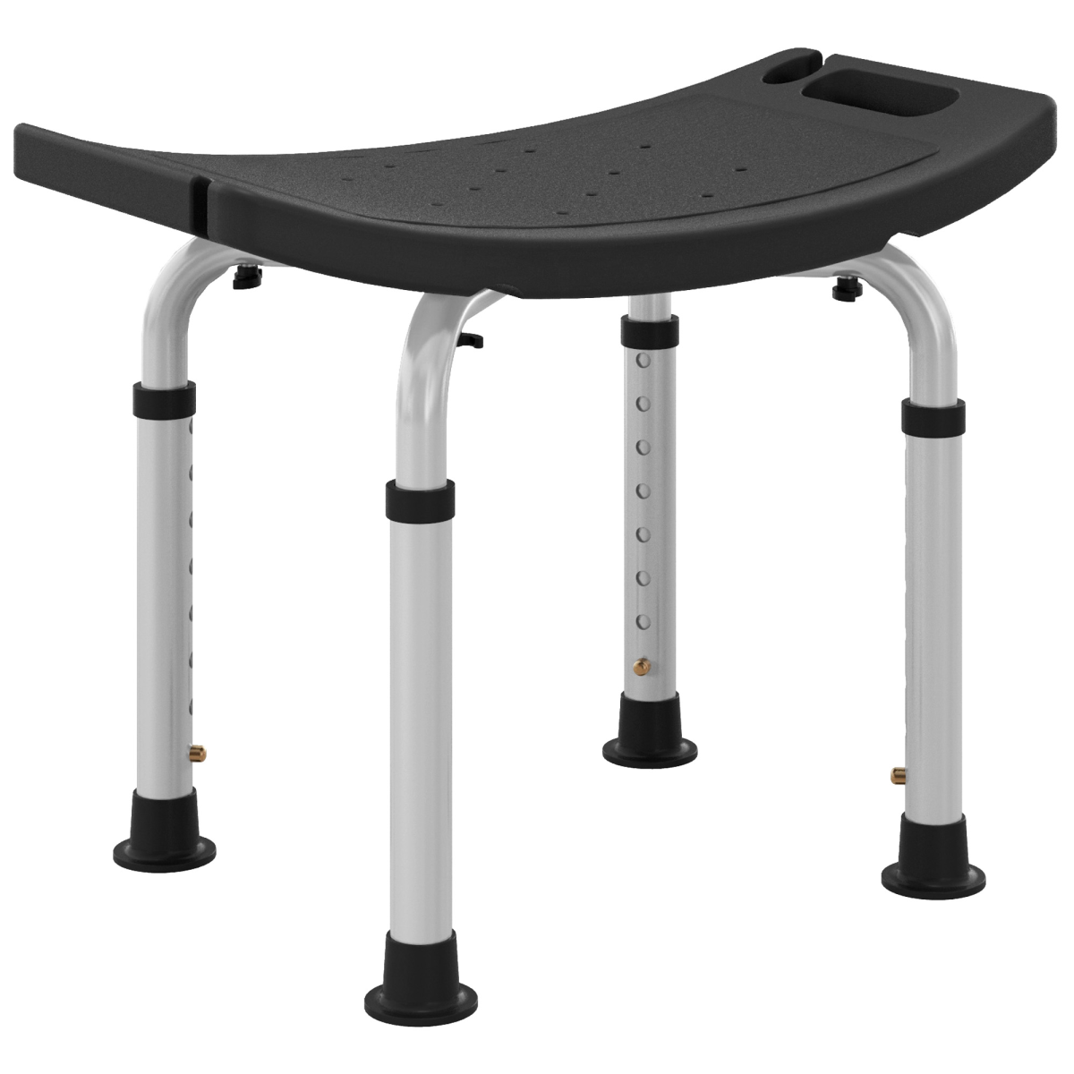 HOMCOM Aluminium Shower Stool Adjustable Height Non-Slip Black