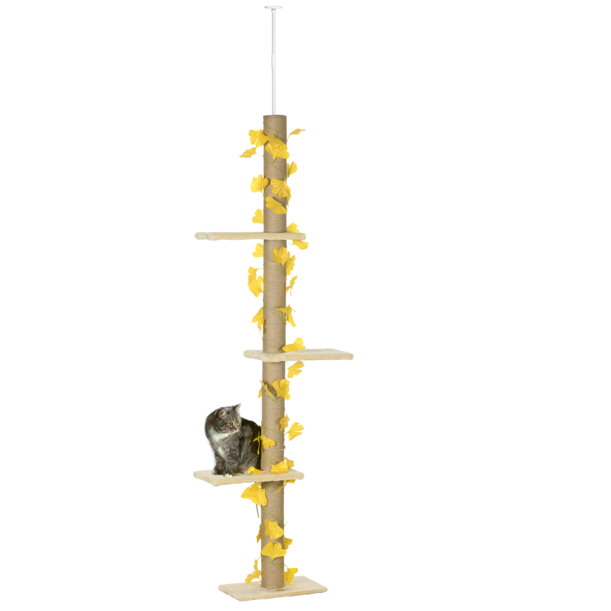 242cm Adjustable Floor-to-Ceiling Cat Tree with Anti-Slip Kit