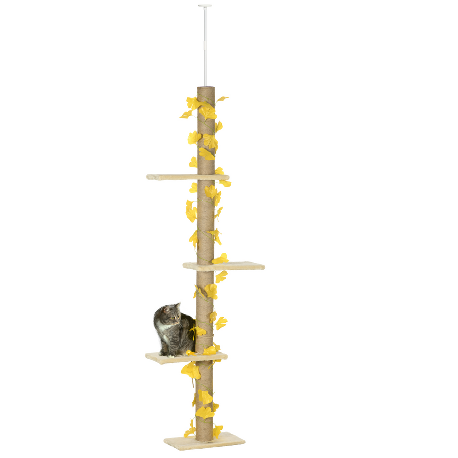 242cm Adjustable Floor-to-Ceiling Cat Tree with Anti-Slip Kit