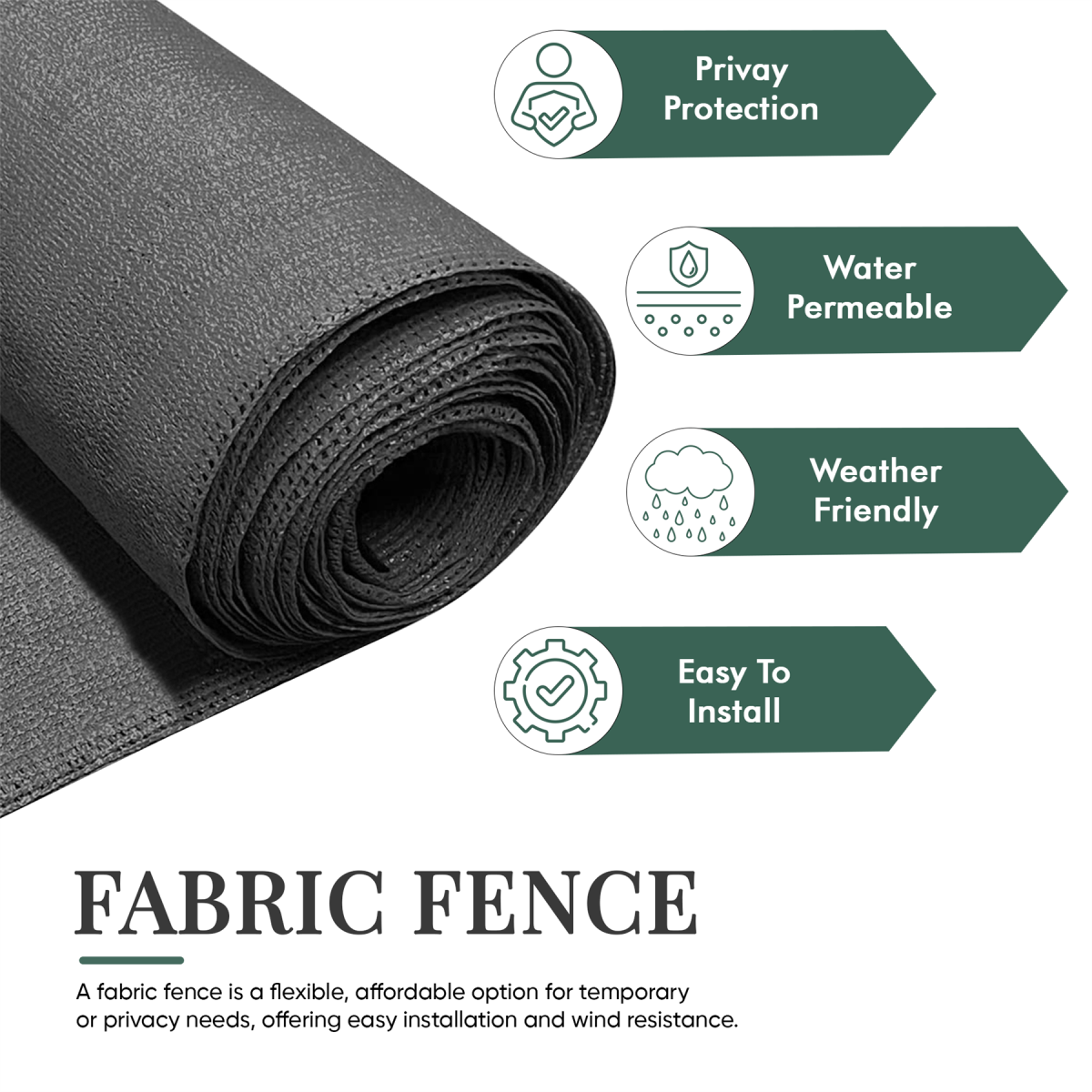 Anthracite Fabric Fence 90gsm 1m x 10m