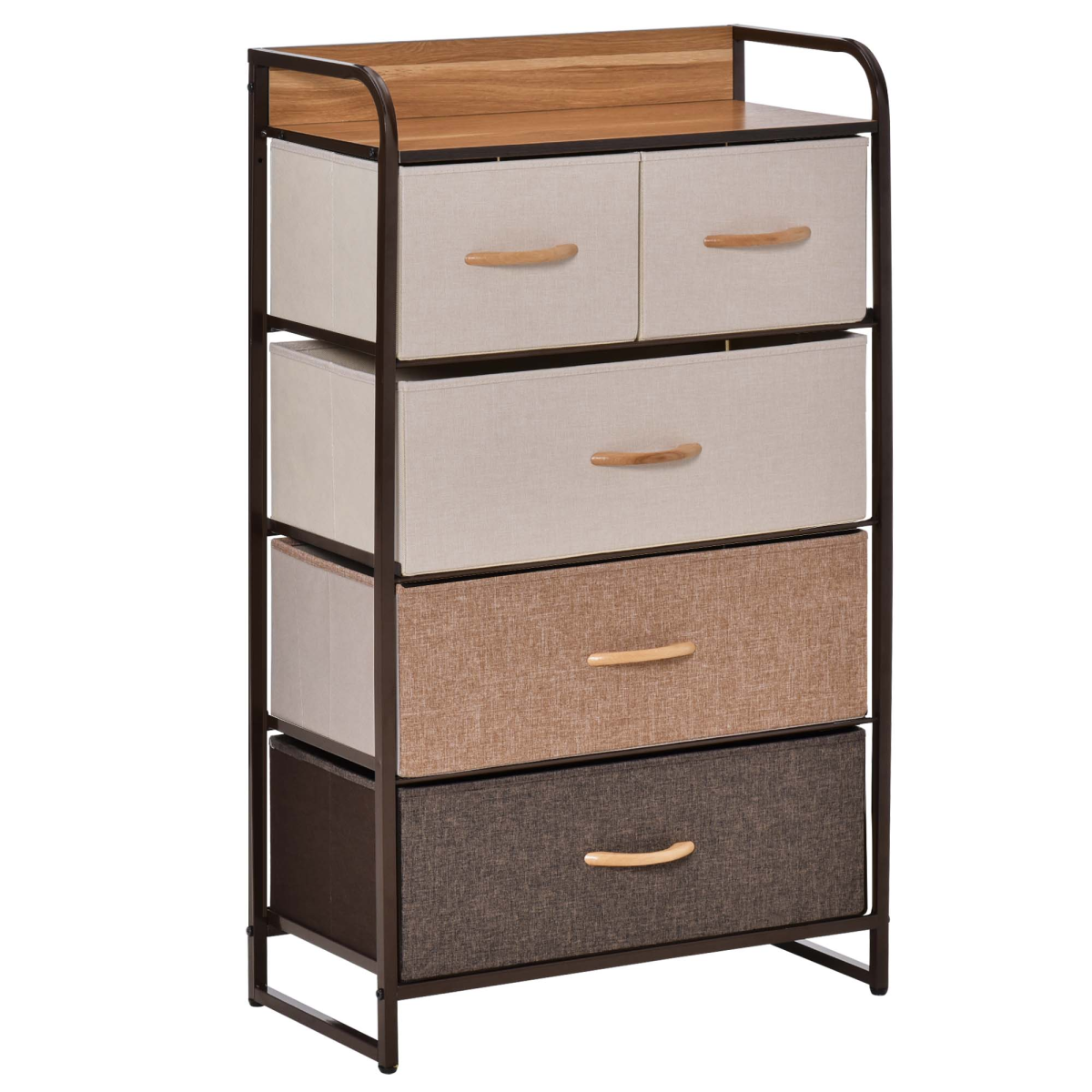 HOMCOM Closet Dresser Tower With 5 Linen Fabric Drawers Steel Frame