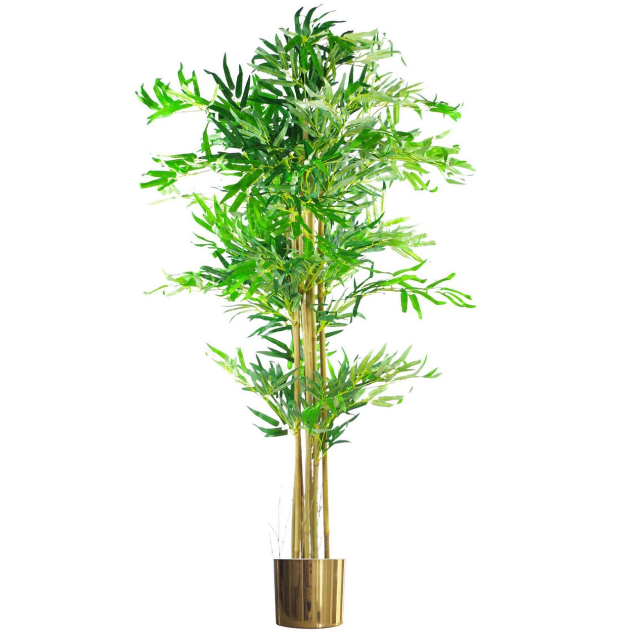 150cm (5ft) Natural Look Artificial Bamboo Plant Tree with Gold Metal Planter