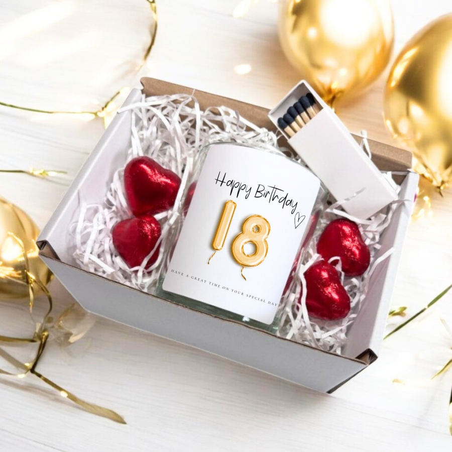18th Birthday Gold Balloons Candle Gift Set for Daughter
