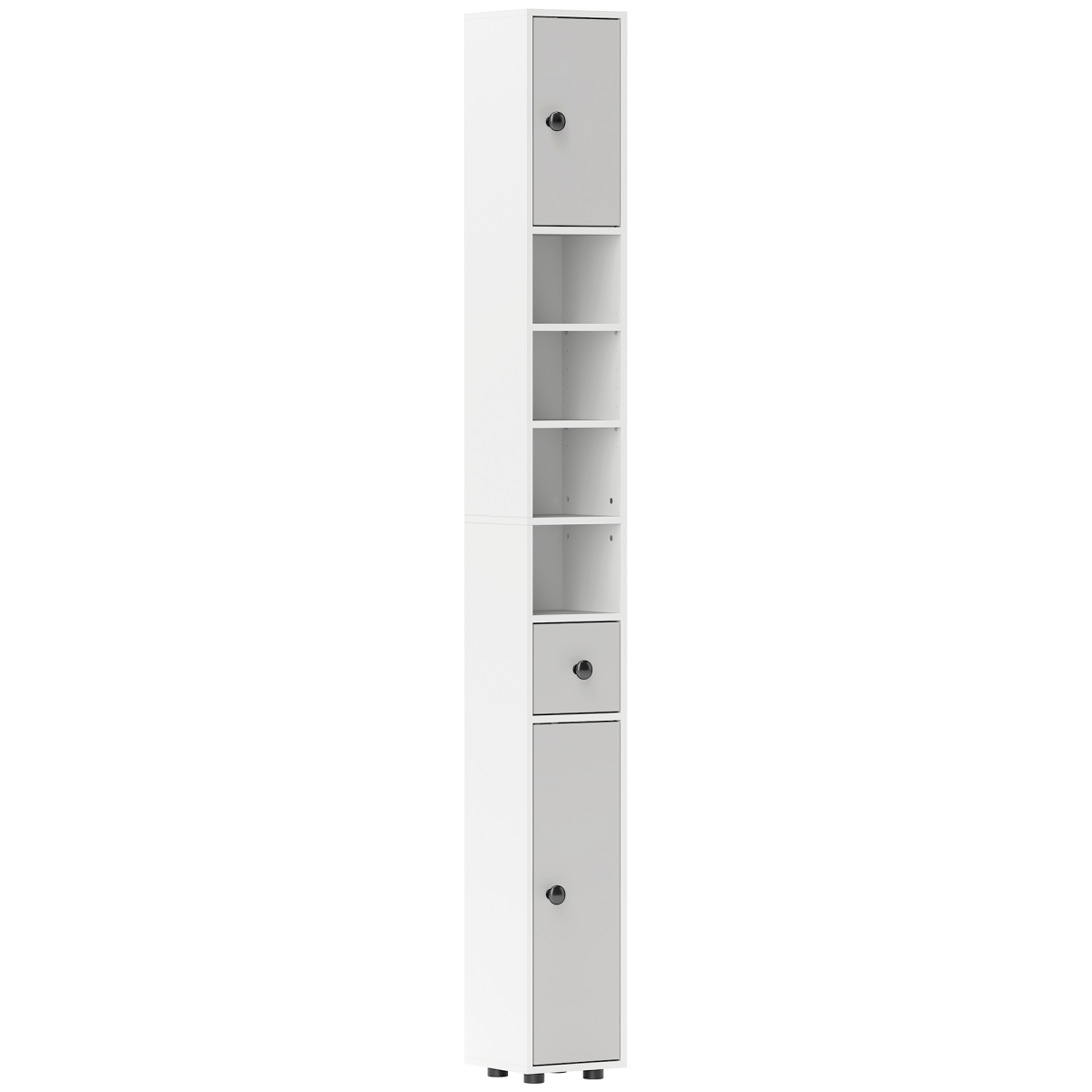 kleankin Slim Bathroom Cabinet, Toilet Roll Storage, Light Grey