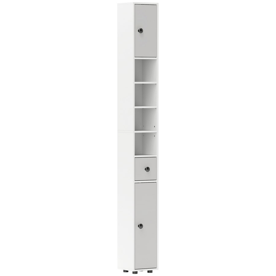 kleankin Slim Bathroom Cabinet, Toilet Roll Storage, Light Grey