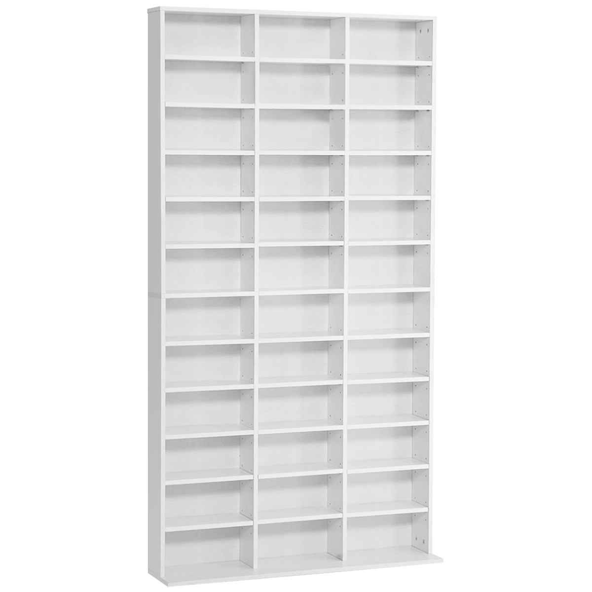 HOMCOM CD DVD Media Storage Shelves, Wooden Frame, White