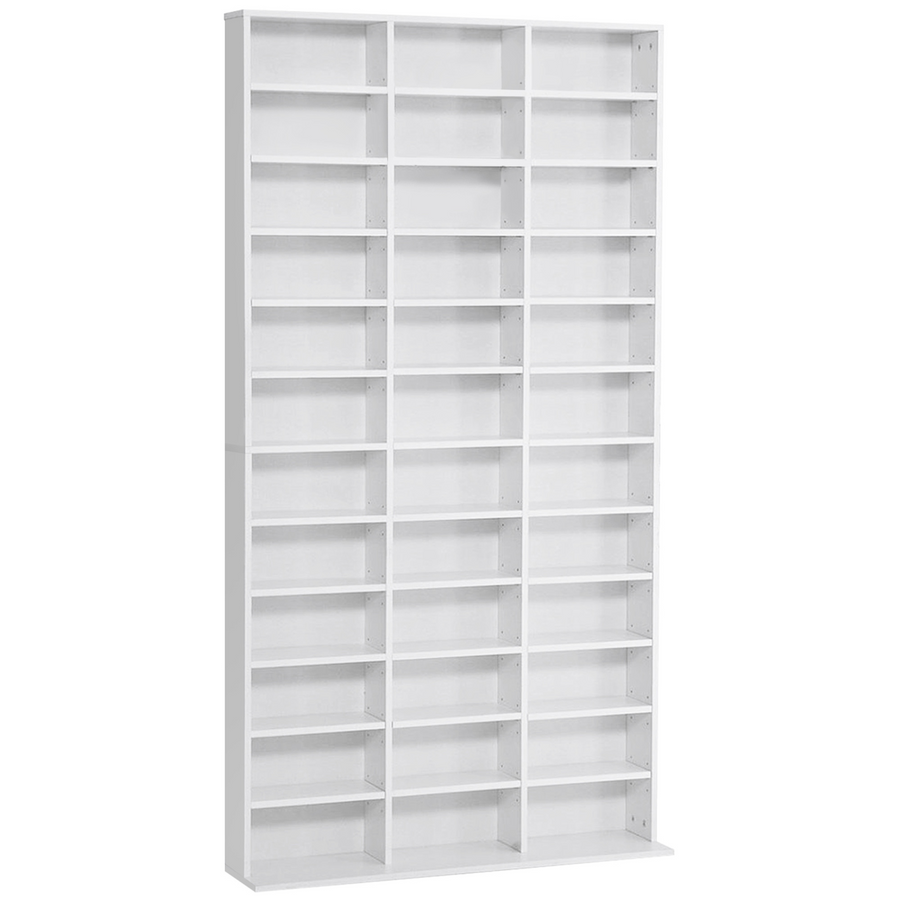 HOMCOM CD DVD Media Storage Shelves, Wooden Frame, White