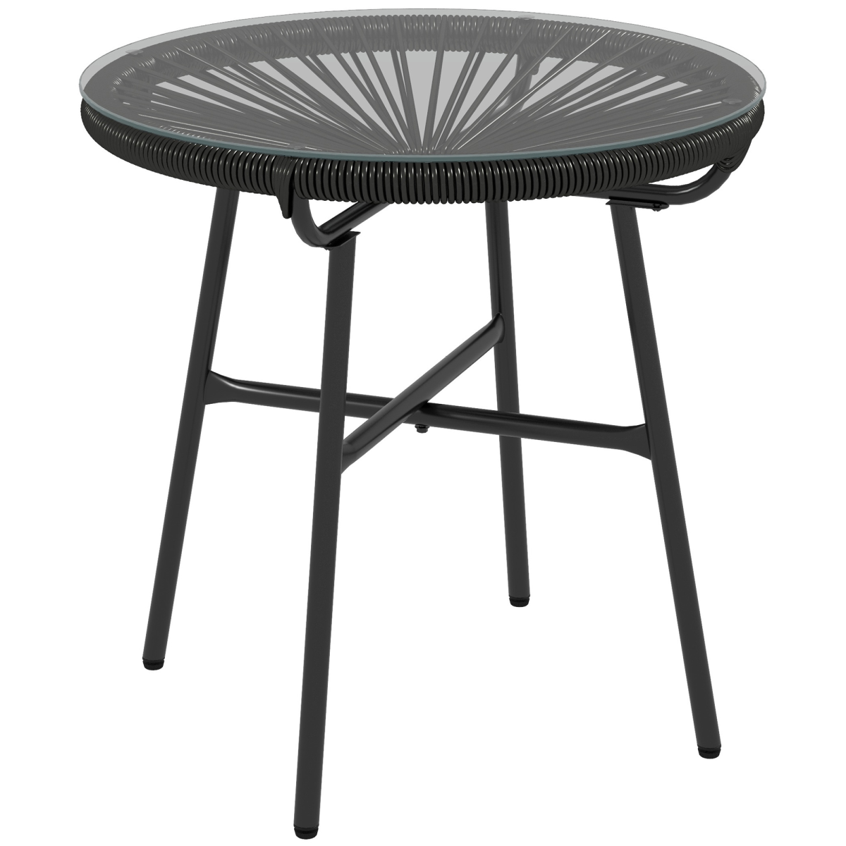 Stylish Rattan Coffee Table with Glass Top for Outdoor Living