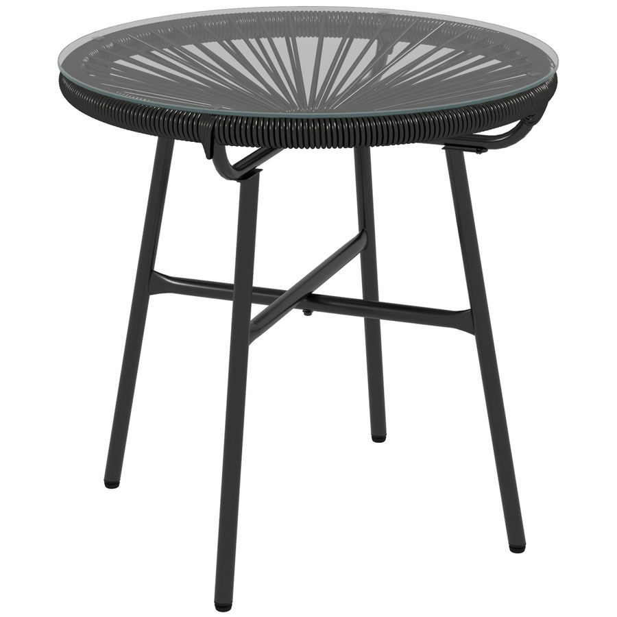 Stylish Rattan Coffee Table with Glass Top for Outdoor Living