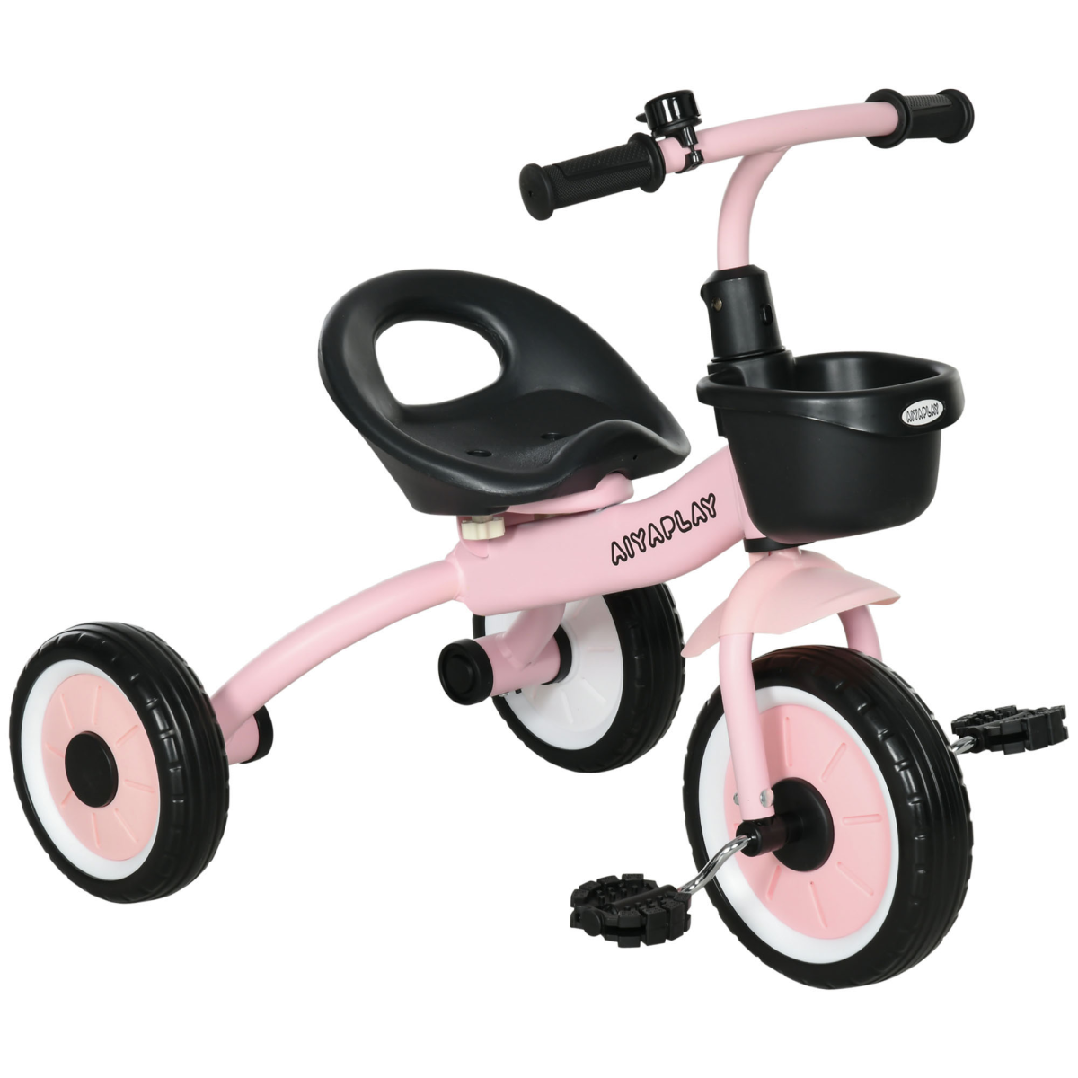 Kids Trike with Adjustable Seat, Basket and Bell, Pink