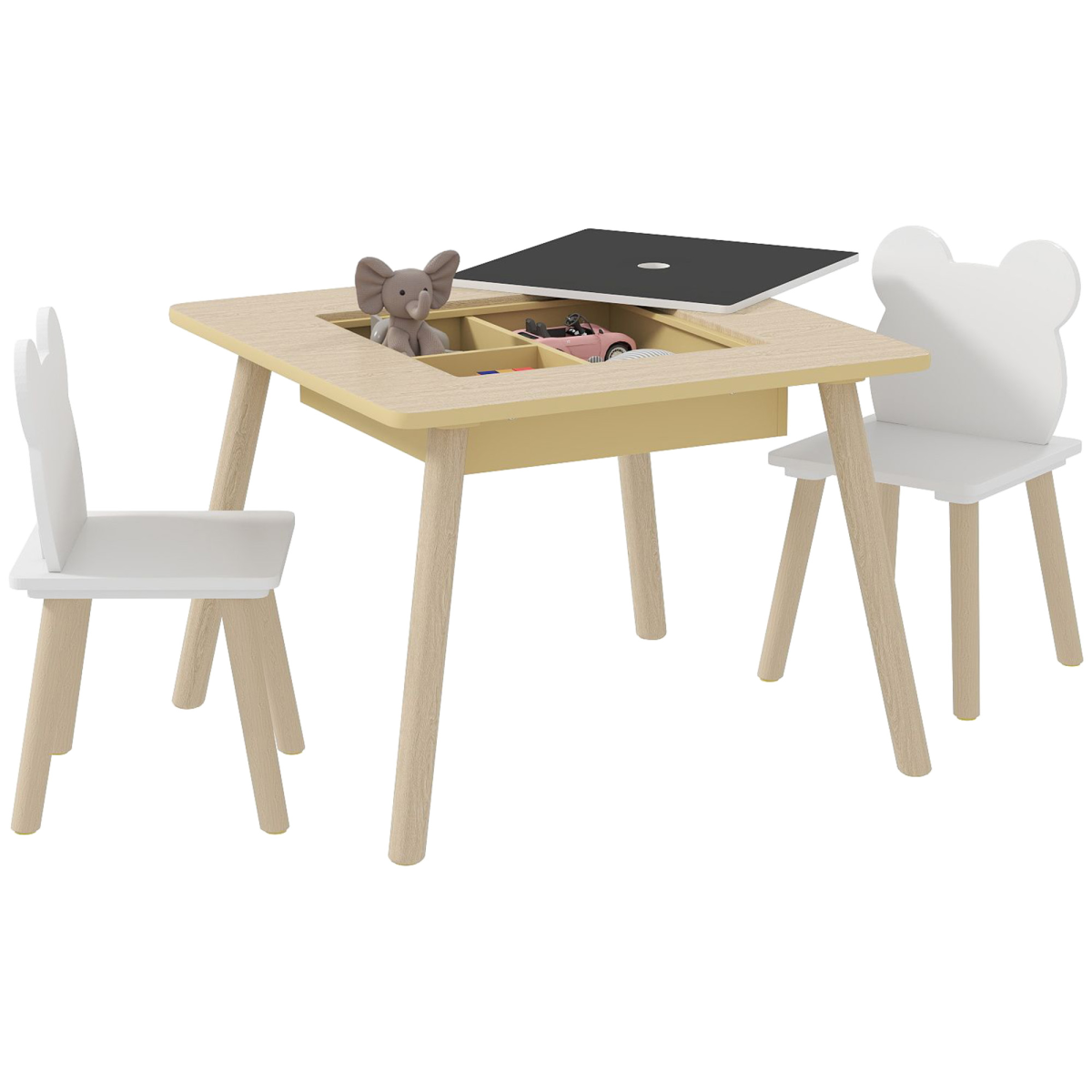 AIYAPLAY 3-Piece Toddler Table and Chairs Set