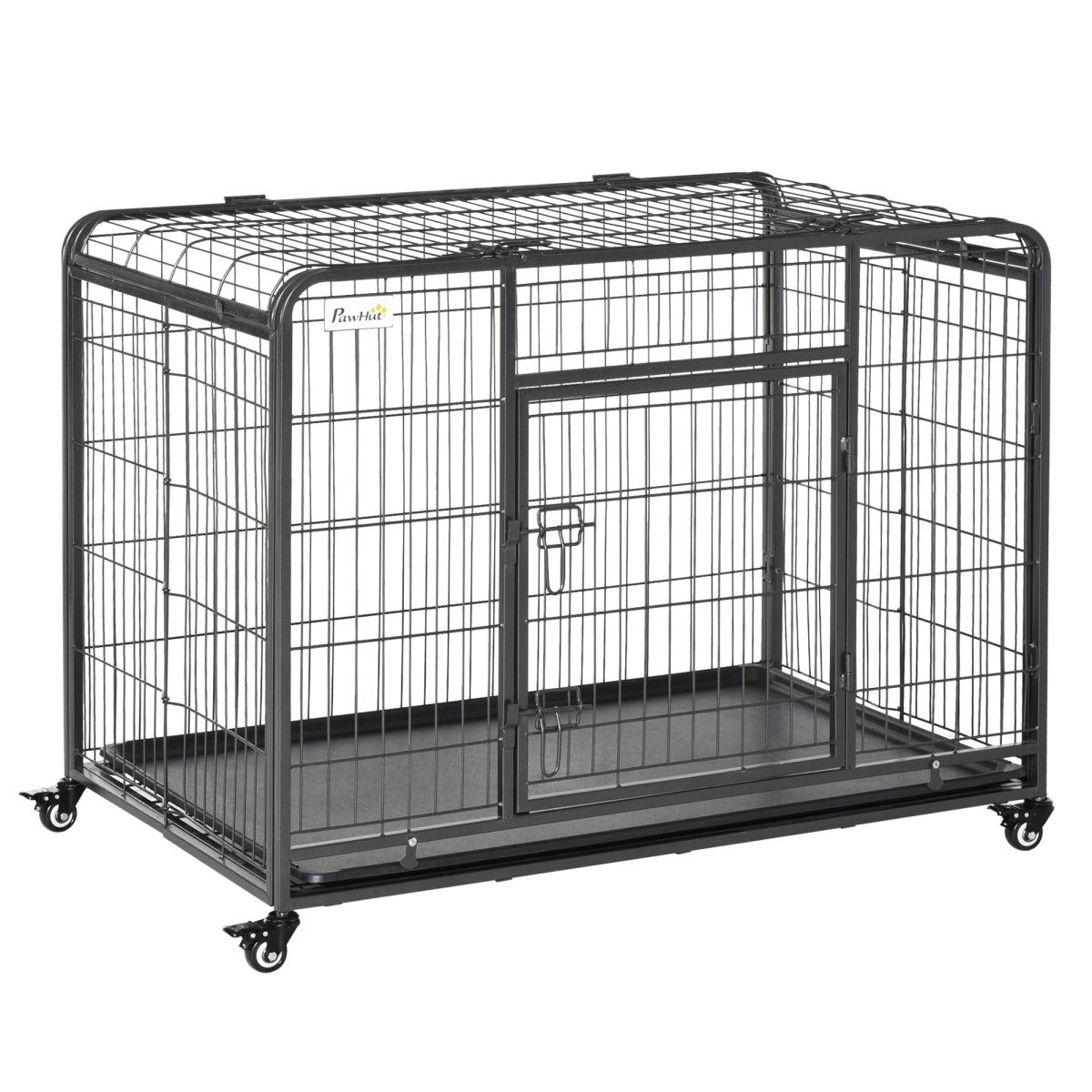 78x109cm Metal Dog Cage Kennel with Locking Door & Wheels