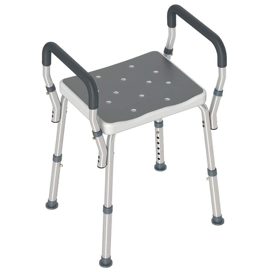 HOMCOM Rust-Free Aluminium Bath Chair with Adjustable Height, Grey