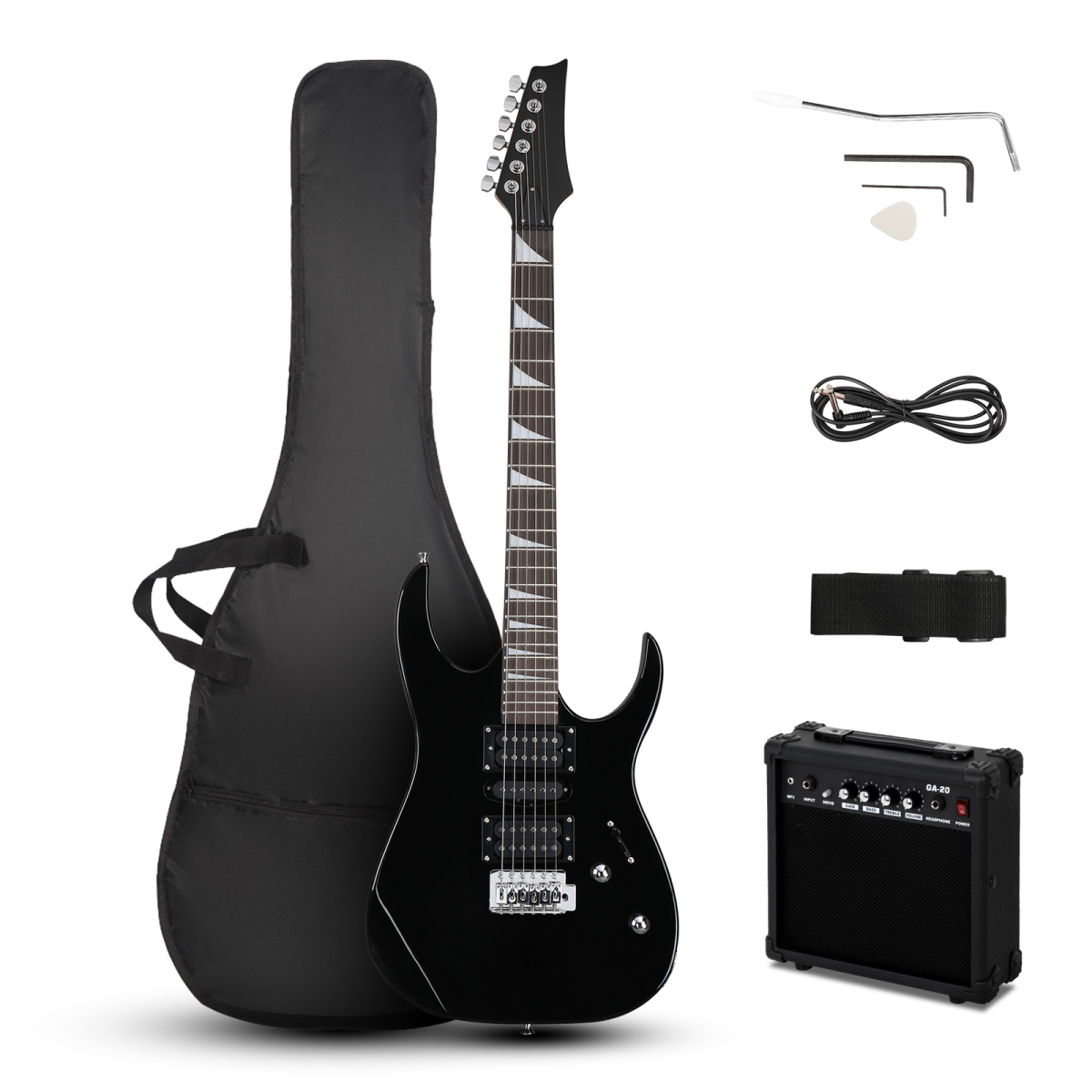 170 Model HSH Pickup Right-Handed Electric Guitar with 20W Amp and Accessories
