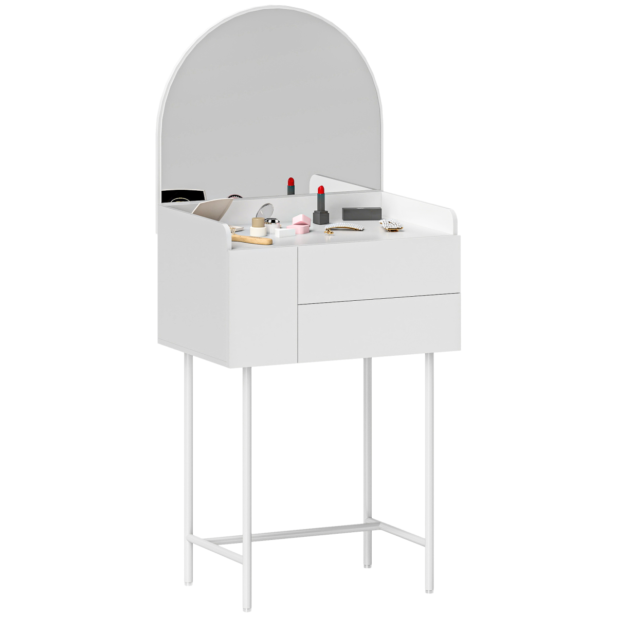 HOMCOM Makeup Vanity Table with Mirror and Drawers, White