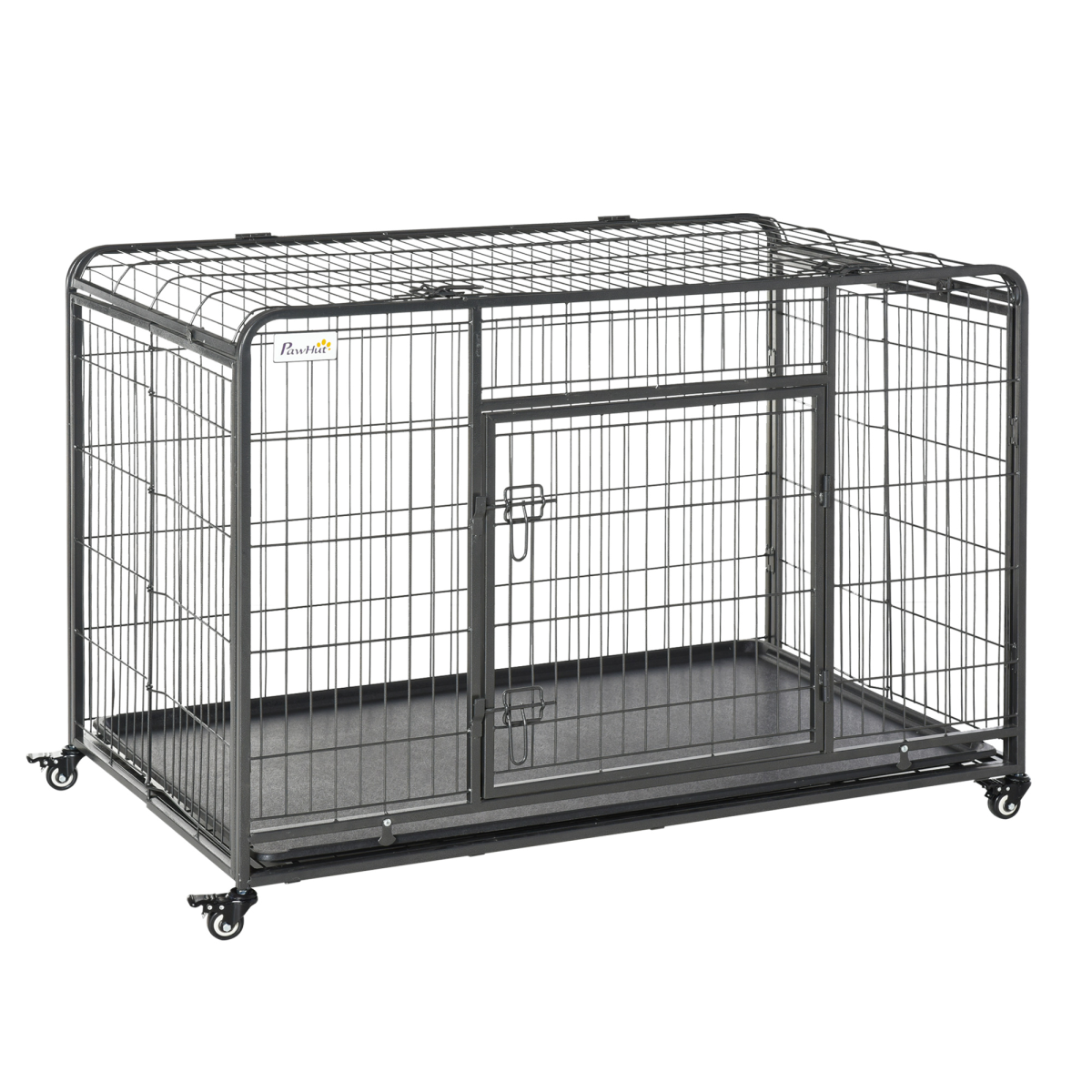 81x125cm Metal Dog Cage Kennel with Locking Door & Wheels