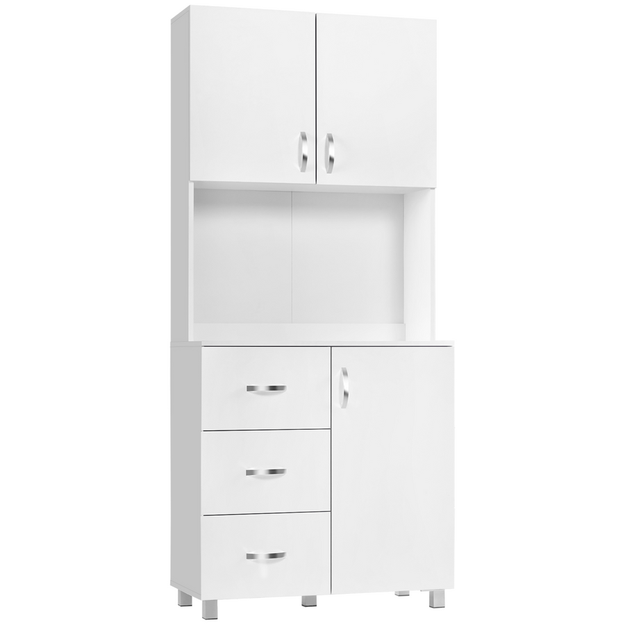 Kitchen Storage Cabinet Wooden Cupboard Organizer, White