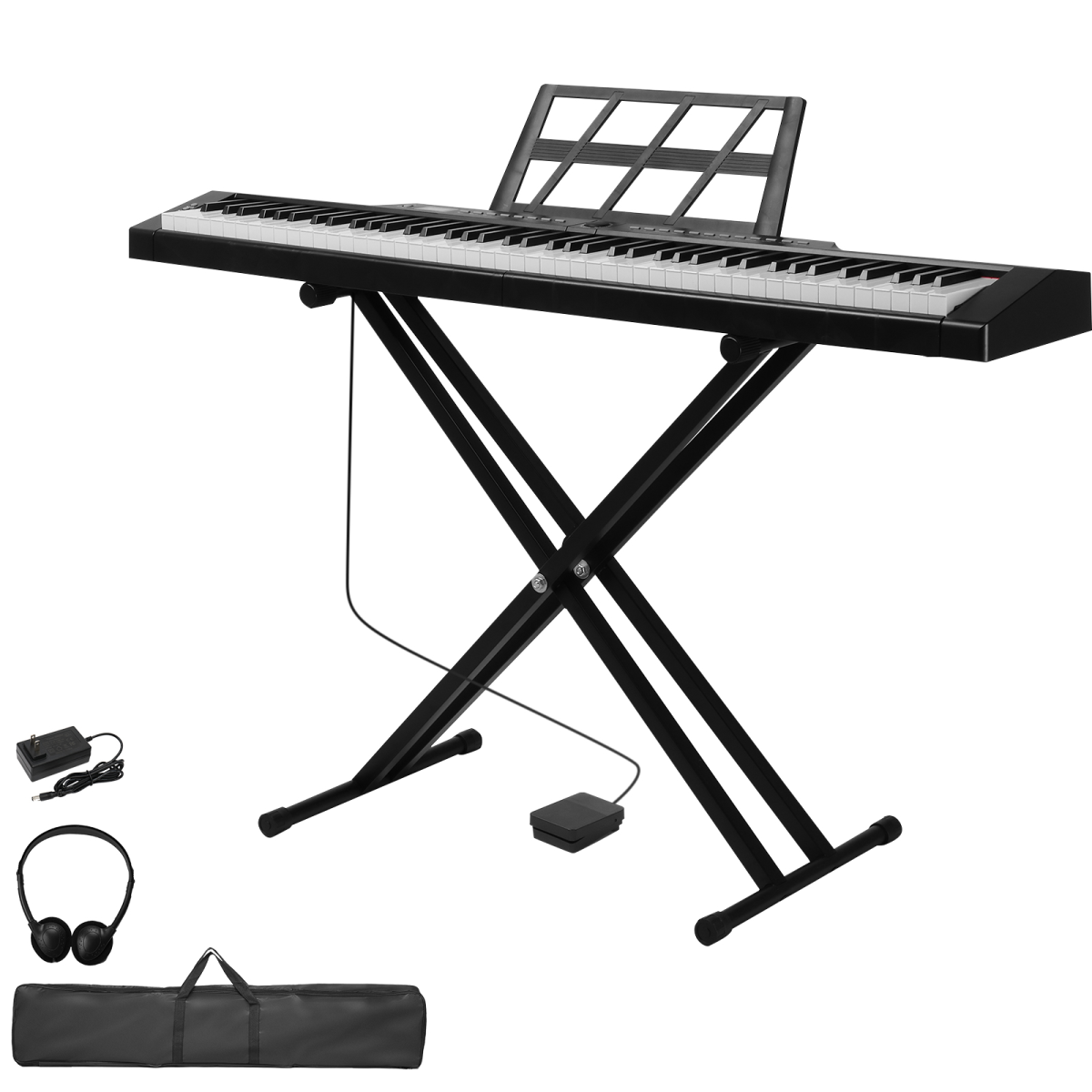 GPP-105 88-Key Full Size Semi-Weighted Digital Piano with Dual Bluetooth, MIDI Bluetooth, Headphone Jack, Black