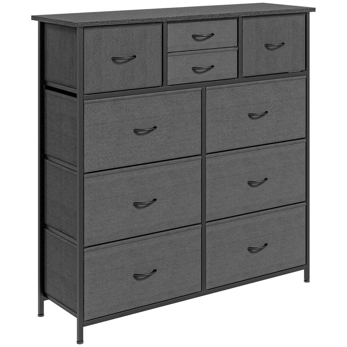 HOMCOM Bedroom Chest of Drawers Fabric Dresser with Foldable Drawers Black