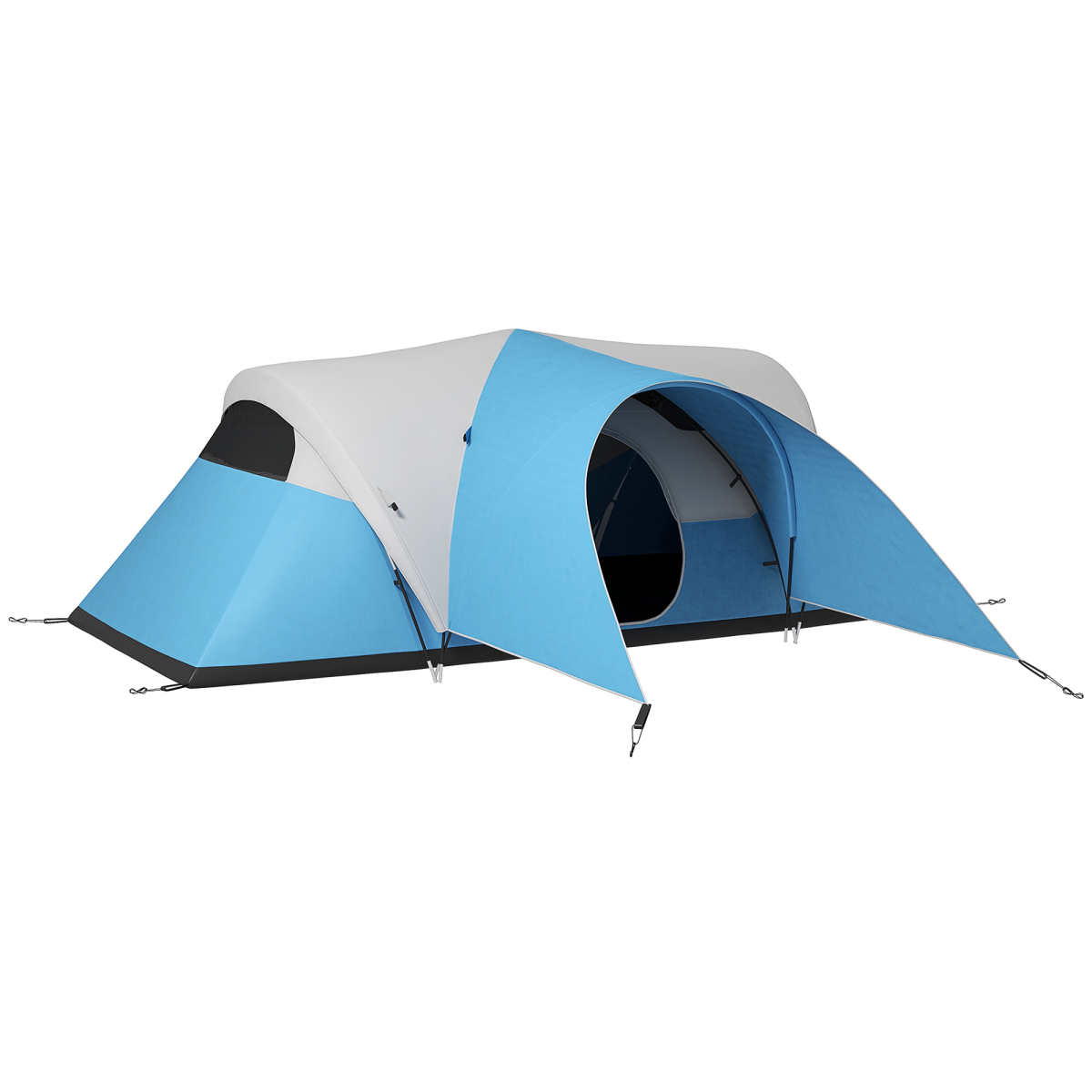 Outsunny Camping Tent with Porch & Sewn-in Groundsheet, Blue