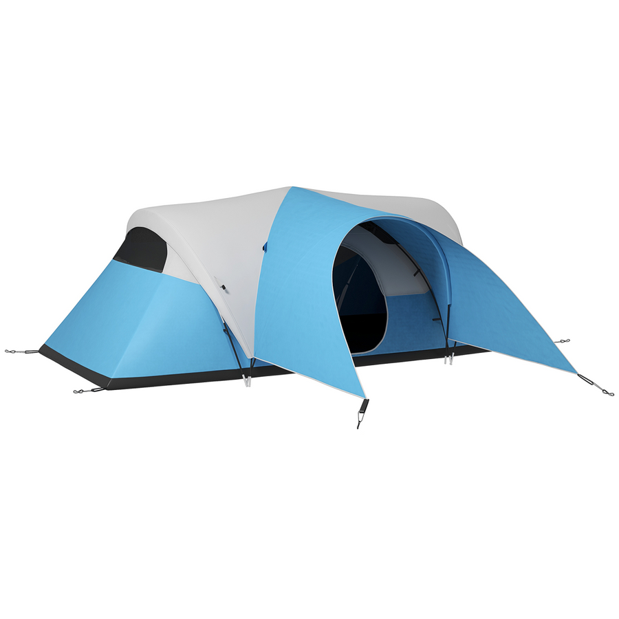 Outsunny Camping Tent with Porch & Sewn-in Groundsheet, Blue