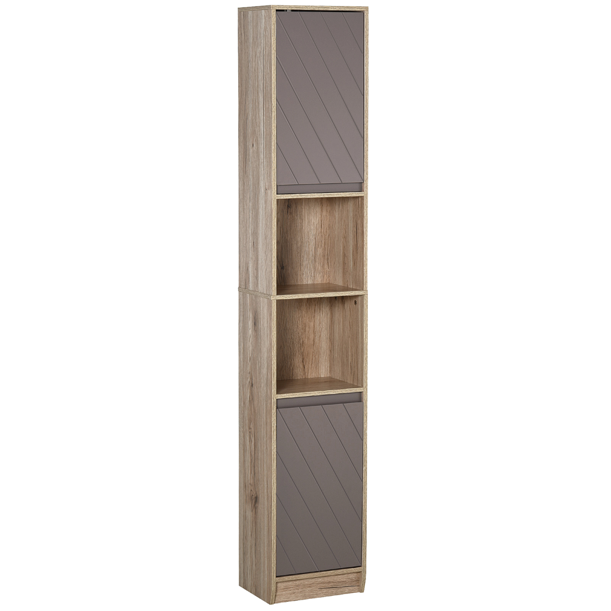 170cm Freestanding Slimline Storage Cabinet with 2 Cupboards and 2 Compartments
