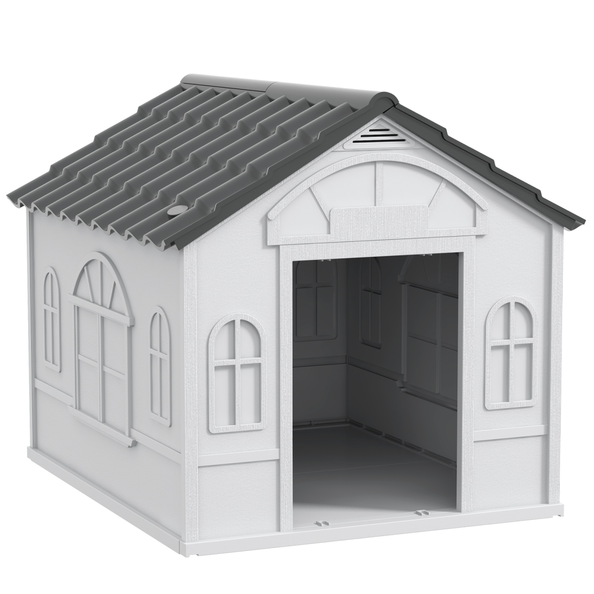 PawHut Weather-Resistant Dog House for Medium Dogs, Grey