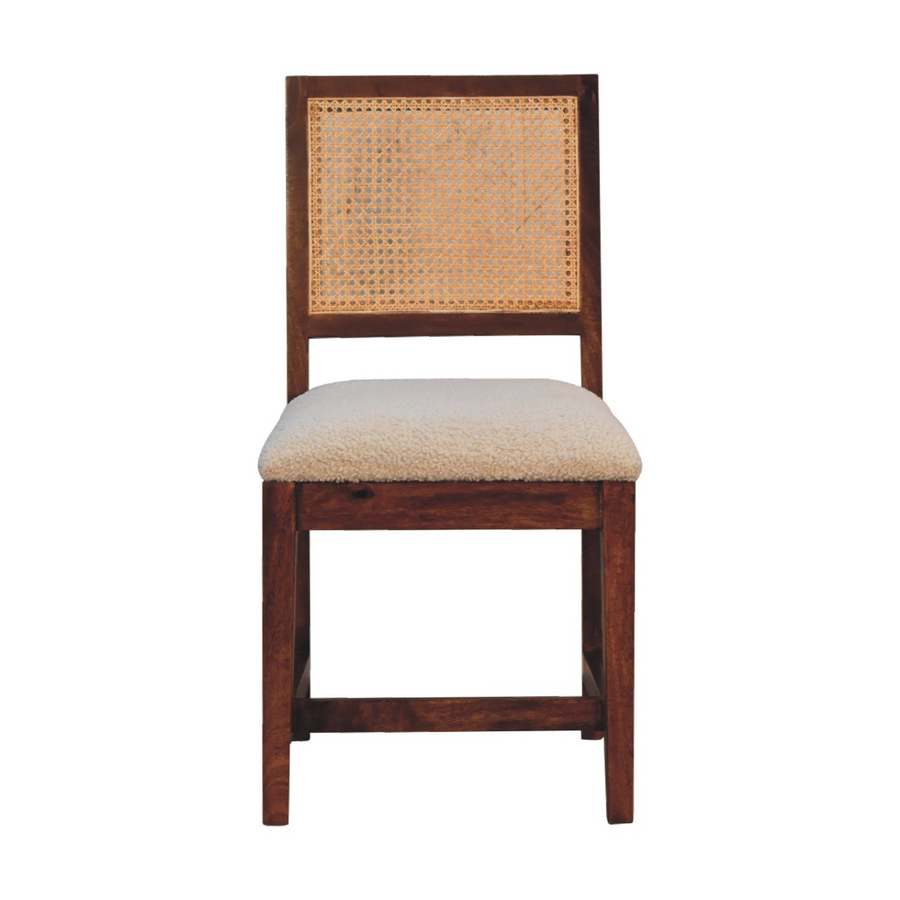 Artisan Furniture Cream Rattan Upholstered Chair, Brown & Cream
