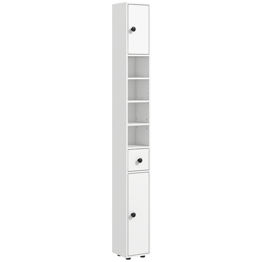 Kleankin Slim Bathroom Cabinet, Toilet Roll Storage, White