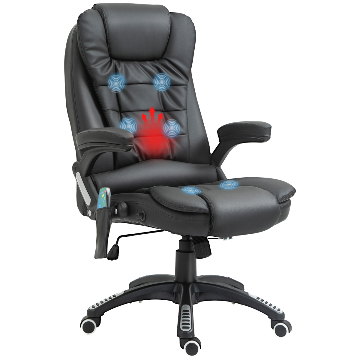 Executive Office Chair with Massage and Heat, PU Leather, Black