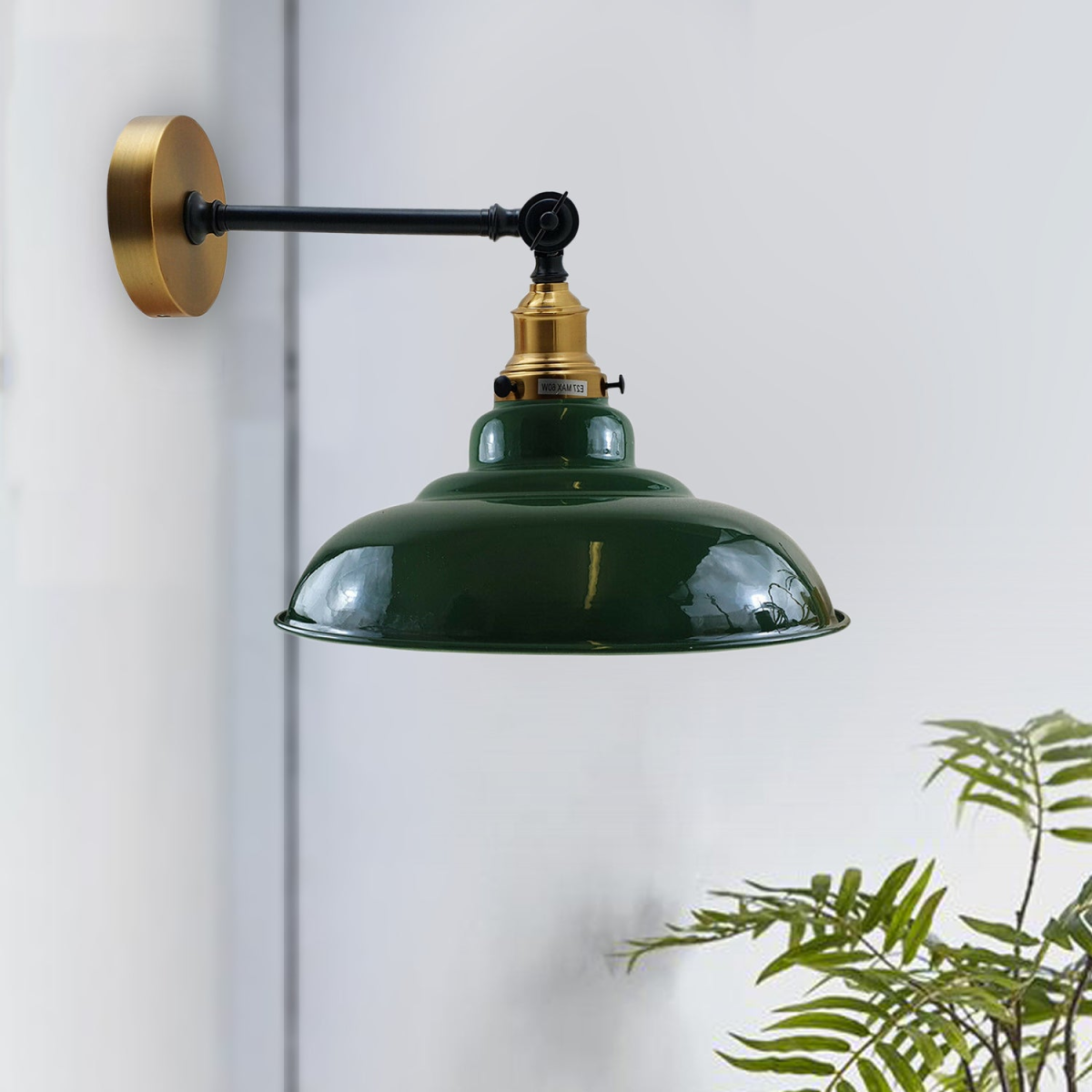 Green Curved Adjustable Swing Arm Wall Light Fixture Industrial Wall Sconce
