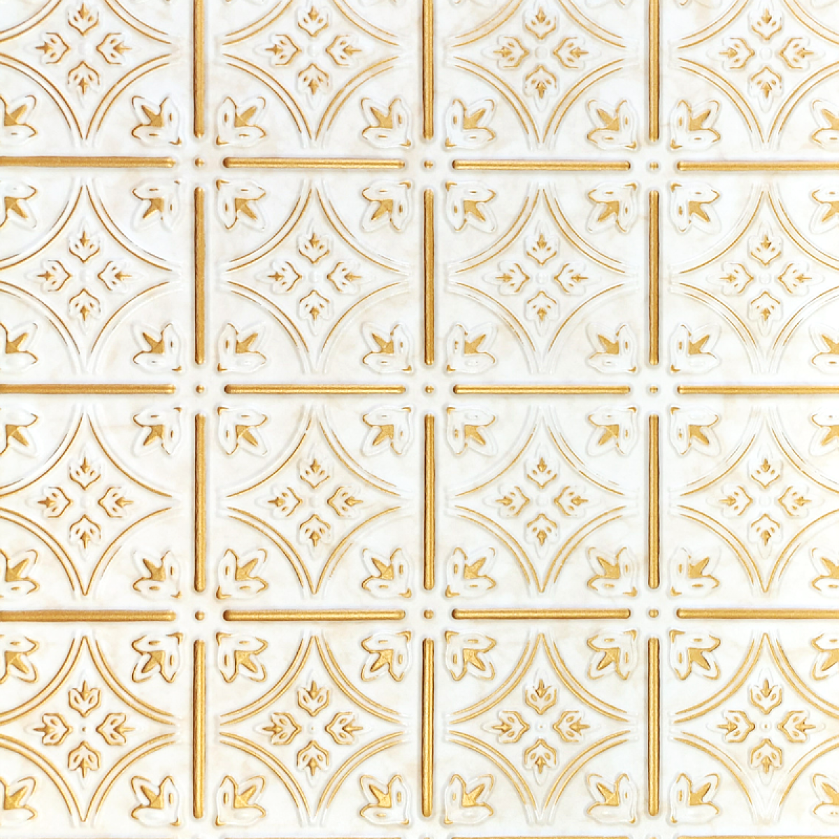 White 13 Gold Decorative Ceiling & Wall Panels, 8 Pack, 2m² (21.52 sq ft)