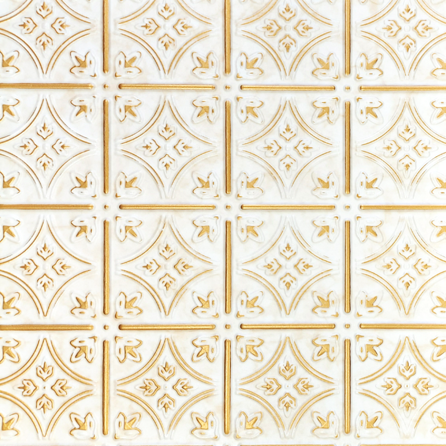 White 13 Gold Decorative Ceiling & Wall Panels, 8 Pack, 2m² (21.52 sq ft)
