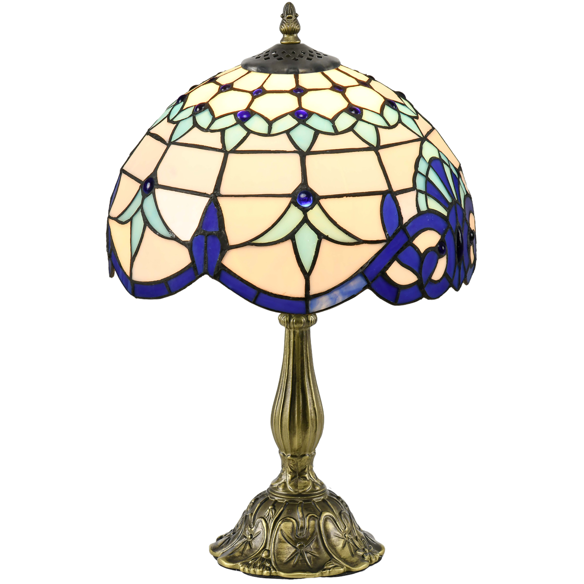 HOMCOM Stained Glass Table Lamp, E27 Bulb not Included