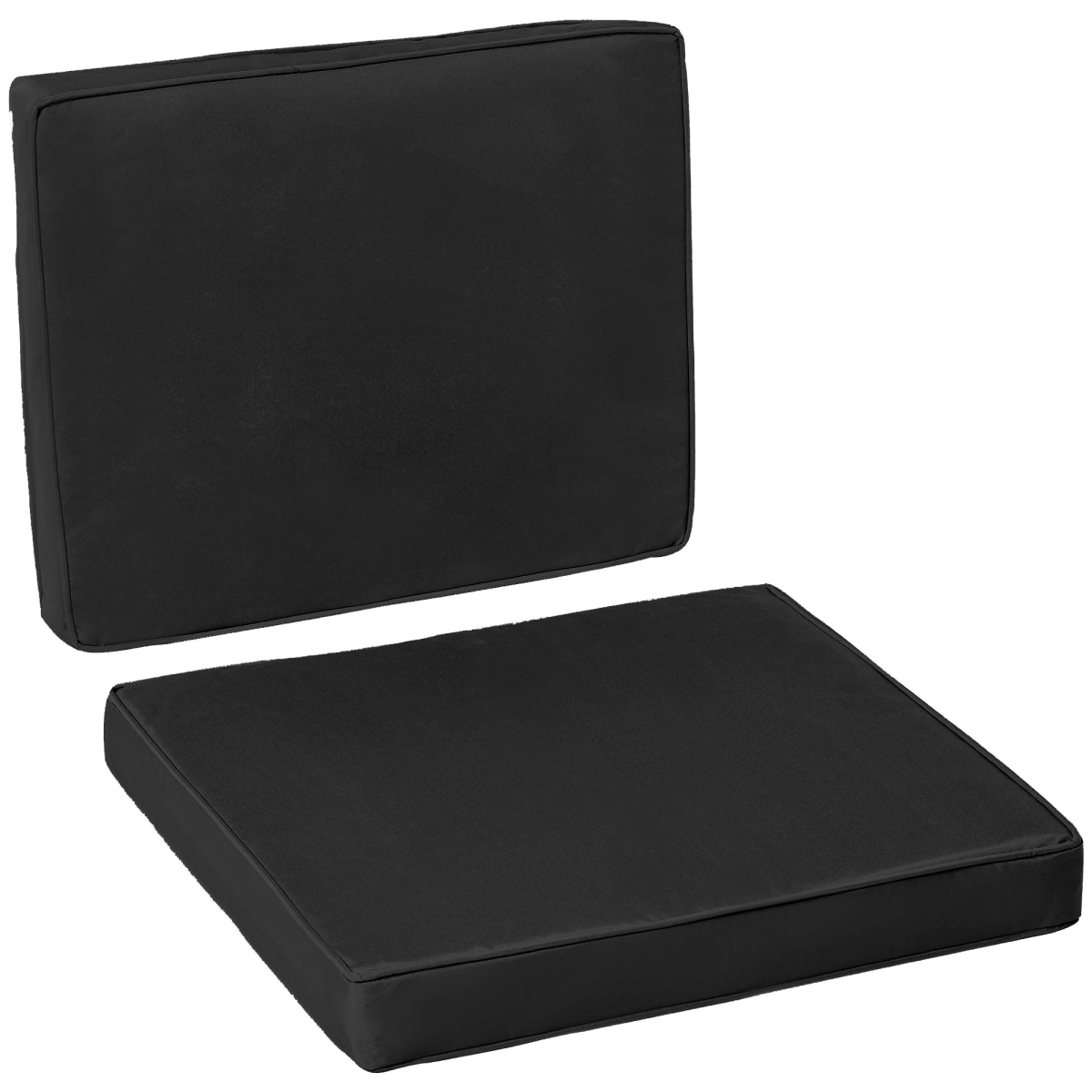 2 Pieces Seat Cushion and Back Pad Set for Rattan Furniture, Black