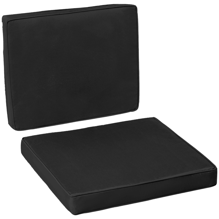2 Pieces Seat Cushion and Back Pad Set for Rattan Furniture, Black