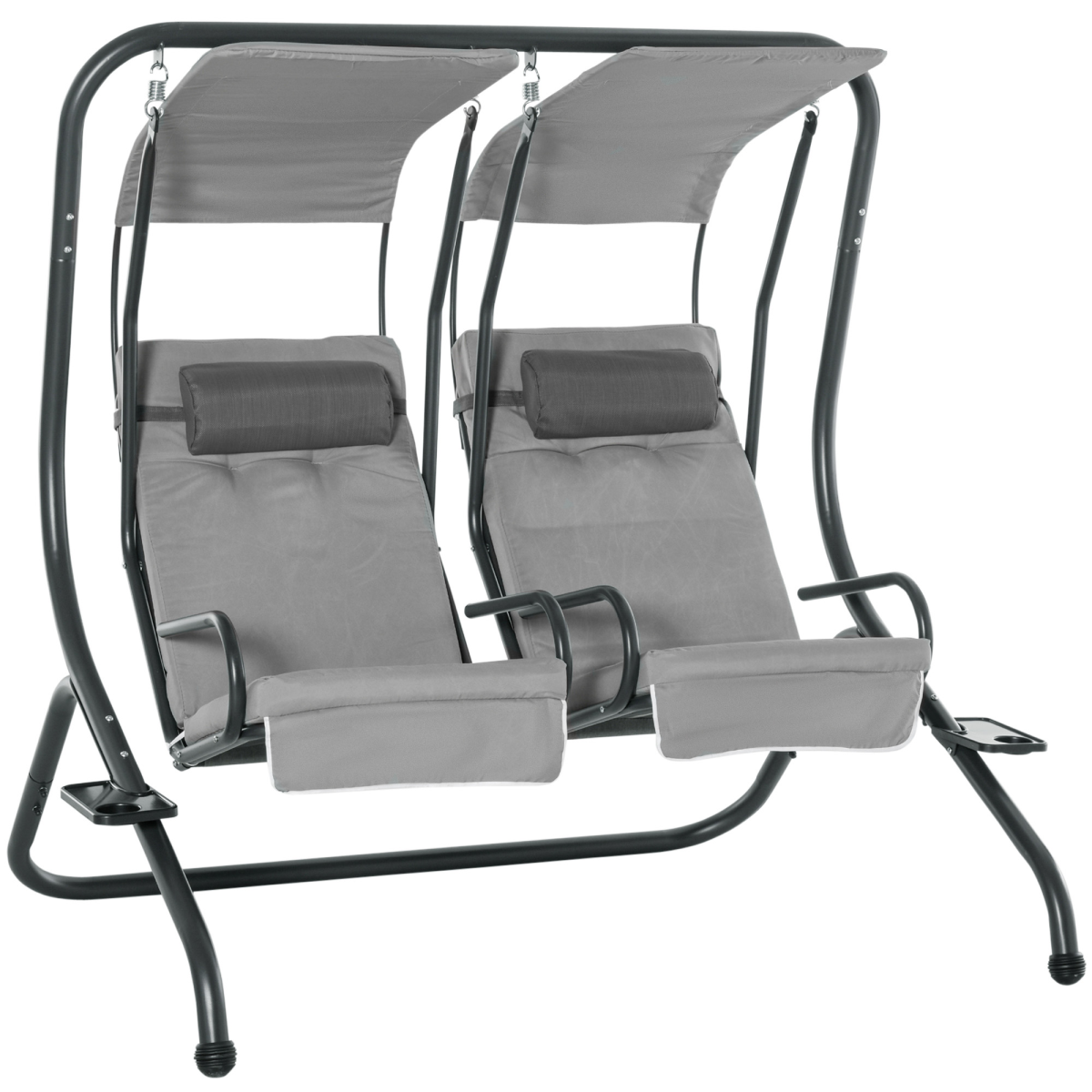 Canopy Swing Modern Outdoor Relax Chairs with 2 Separate Chairs, Grey