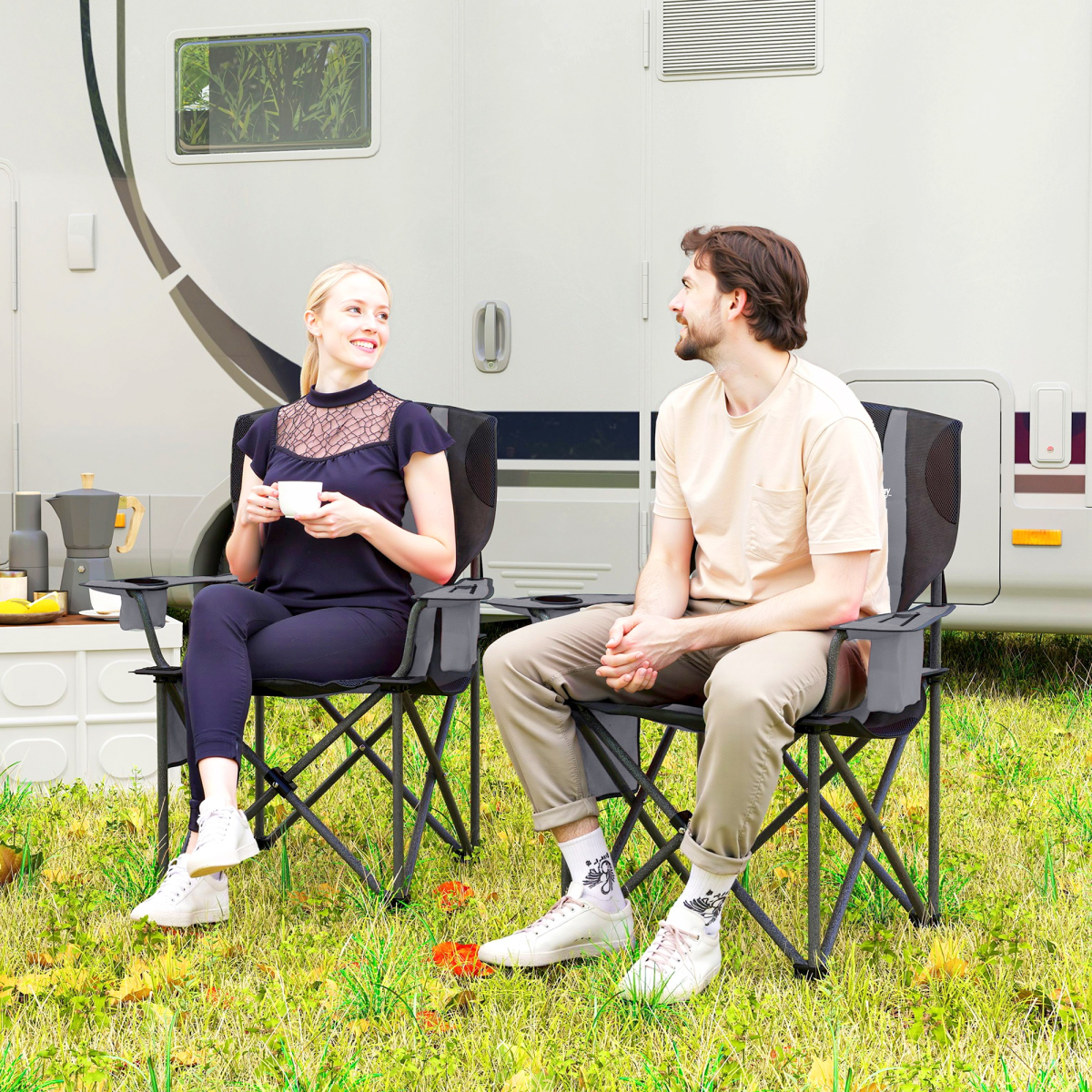 Double Folding Camping Chairs