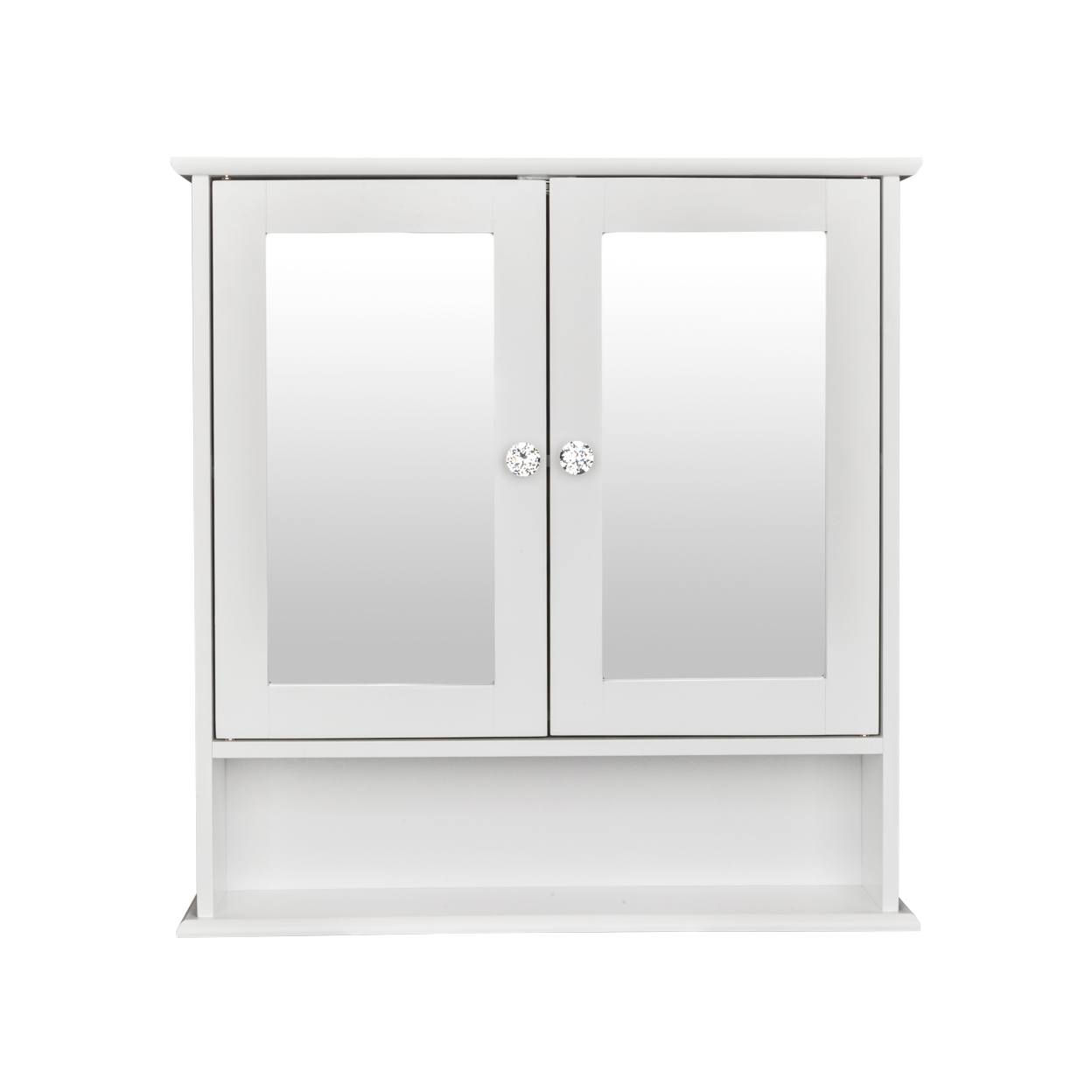 Double Door Mirror Wall Mounted Bathroom Cabinet Shelf White