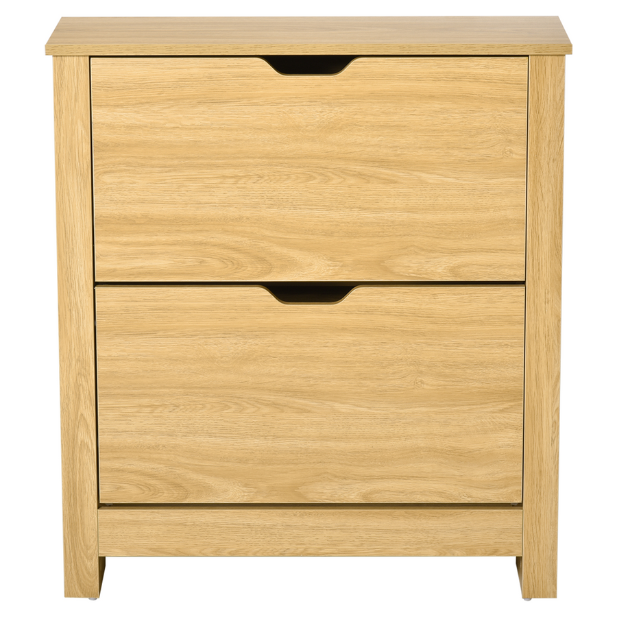 12-Shoe Storage Cabinet with 4 Shelves and 2 Drawers, Brown